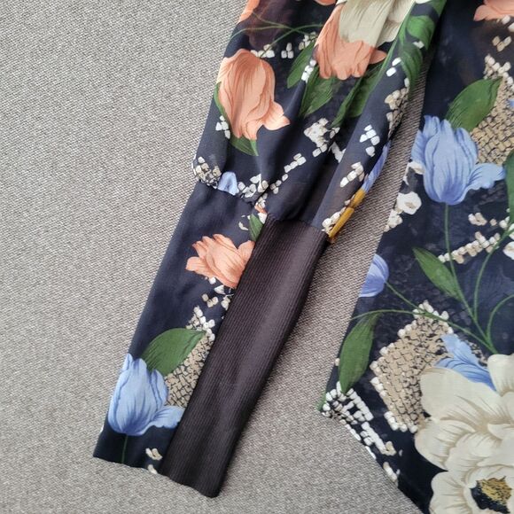 Cabi S Navy Snake Charmer Floral Reptile Print Long Sleeve Buttoned Blouse 693 - Picture 5 of 10